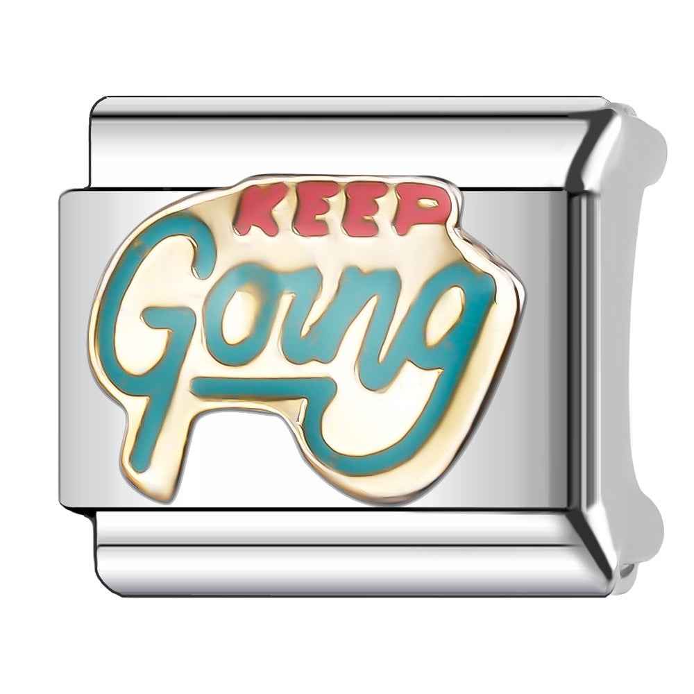 Wholesale Italian Charm Bracelet 9mm DIY Splicing English Retro Series Stainless Steel Composable Bracelet