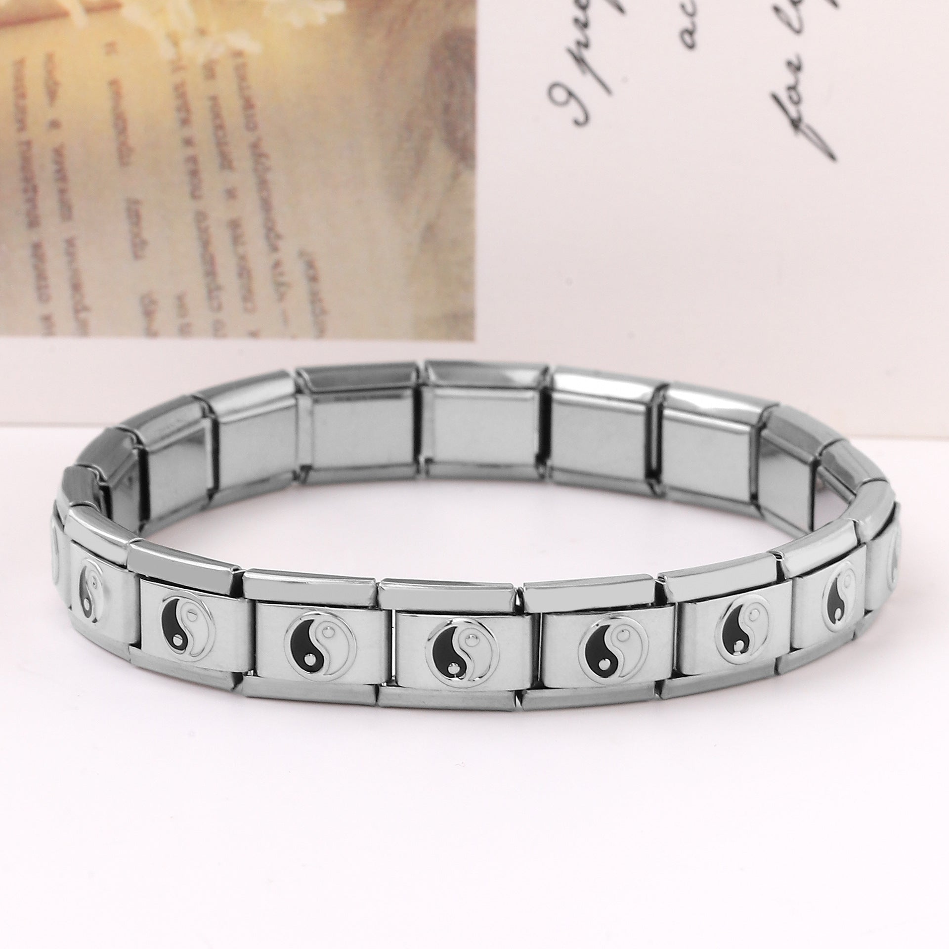 Wholesale Italian Charm Bracelet 9mm DIY Splicing Removable Stainless Steel Black and White Composable Bracelet ACC-BT-XY044