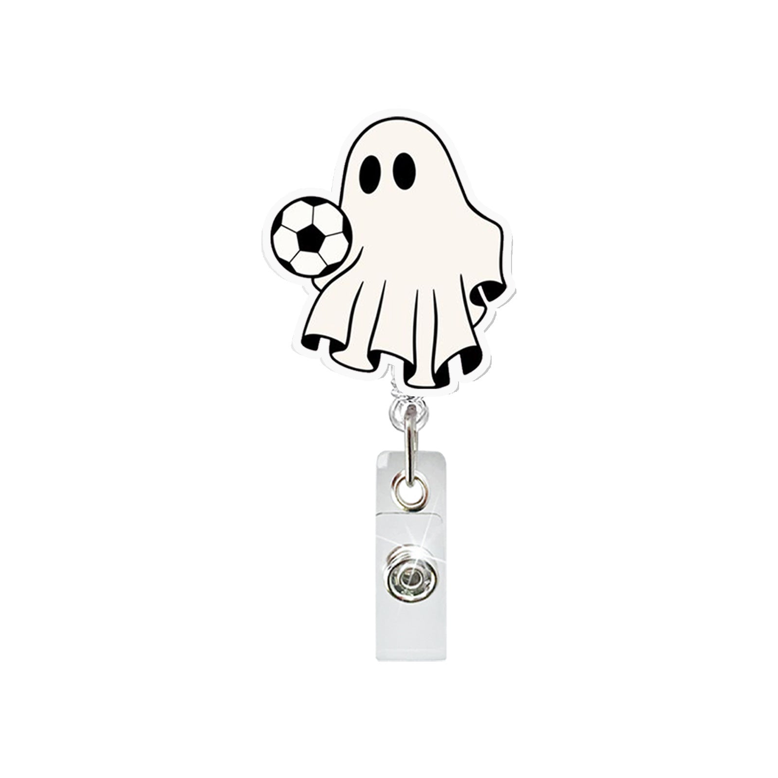 Wholesale Ghost Ball Sports Design Acrylic Retractable Badge Reel ABS ID Badge Holder for Party