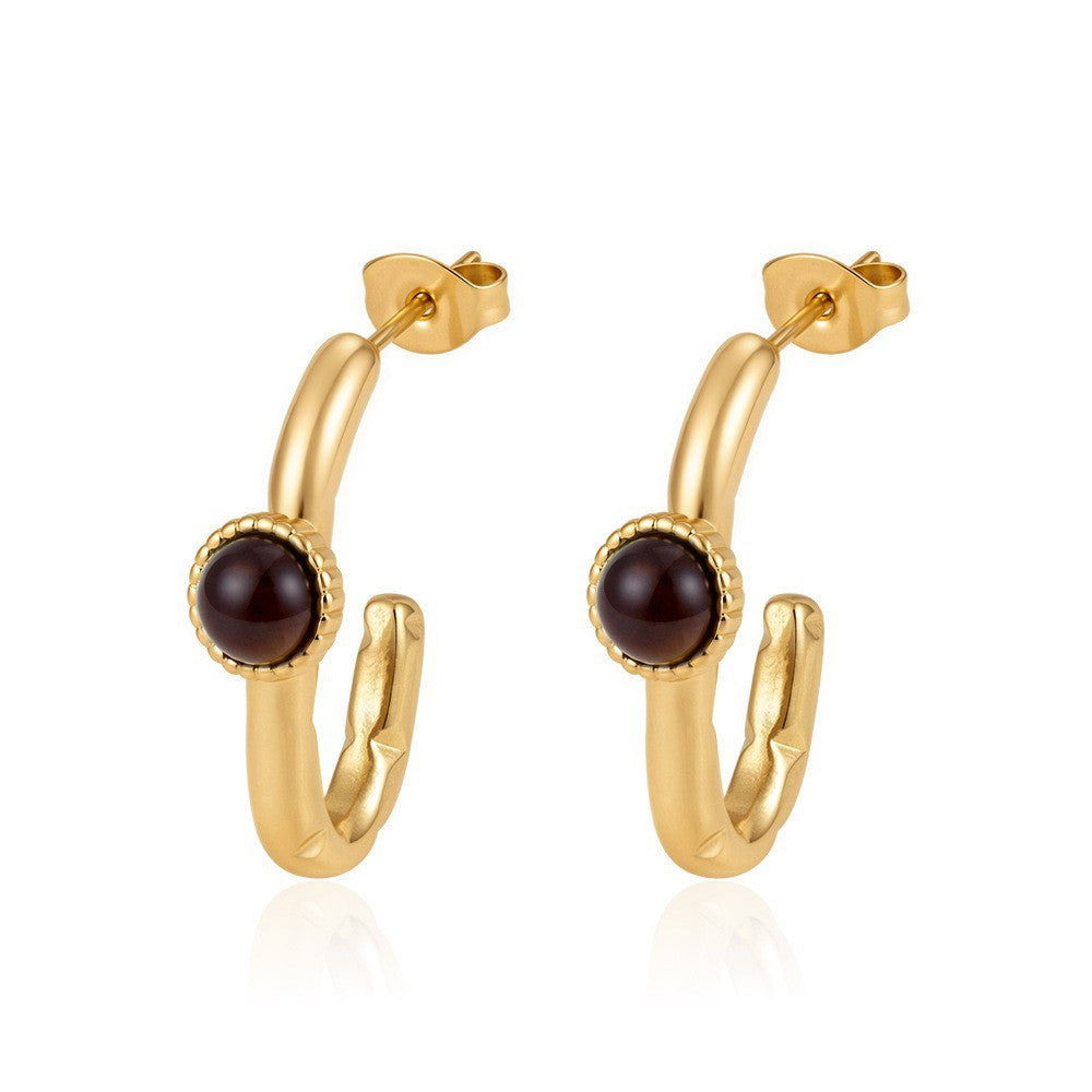 Wholesale Stainless Steel 18K Gold Plated CZ Earrings For Women Trendy U Shape Design Fashion Accessory For Boutique Resale