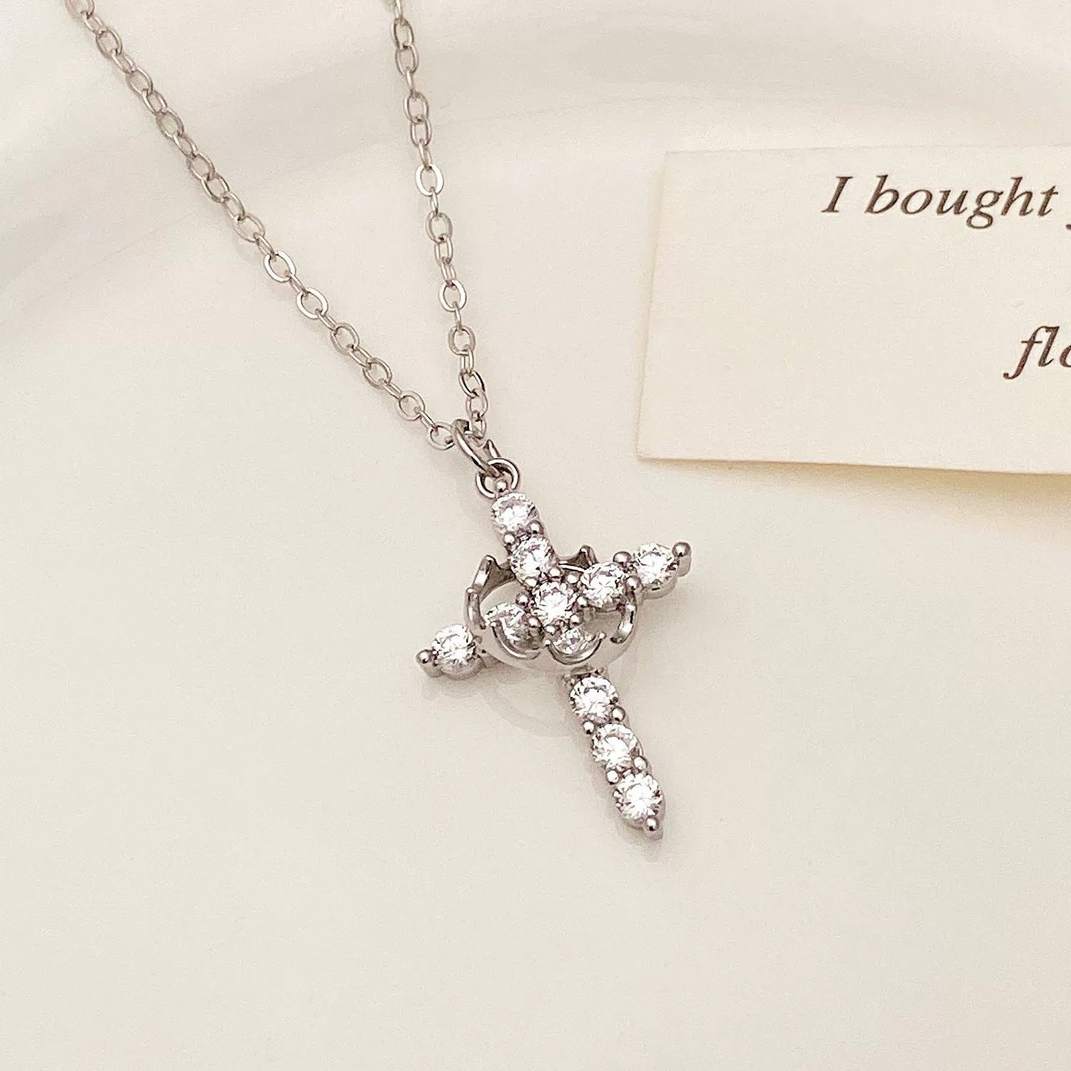 Wholesale Trendy Rotatable Crown Cross Necklace,  Metal Clavicle Chain,  Jewelry Accessory Gift for Women