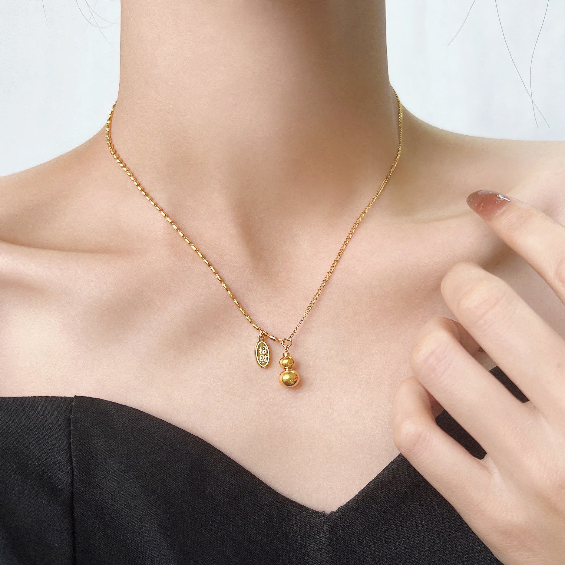 Wholesale Titanium Steel Lucky Gourd Necklace  Lucky Treasure Chain