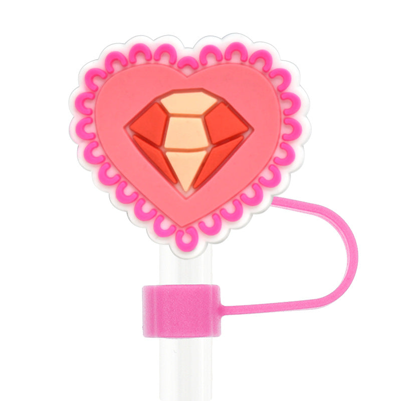 Wholesale Random 100pcs Valentine's Day 10mm PVC Soft Straw Tube Cap ACC-SCR-RYY102