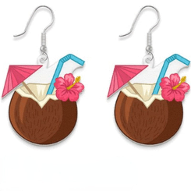Wholesale Summer Tropical Fruit Acrylic Earrings — Refreshing Style for Hawaiian Luau &  Hula Parties