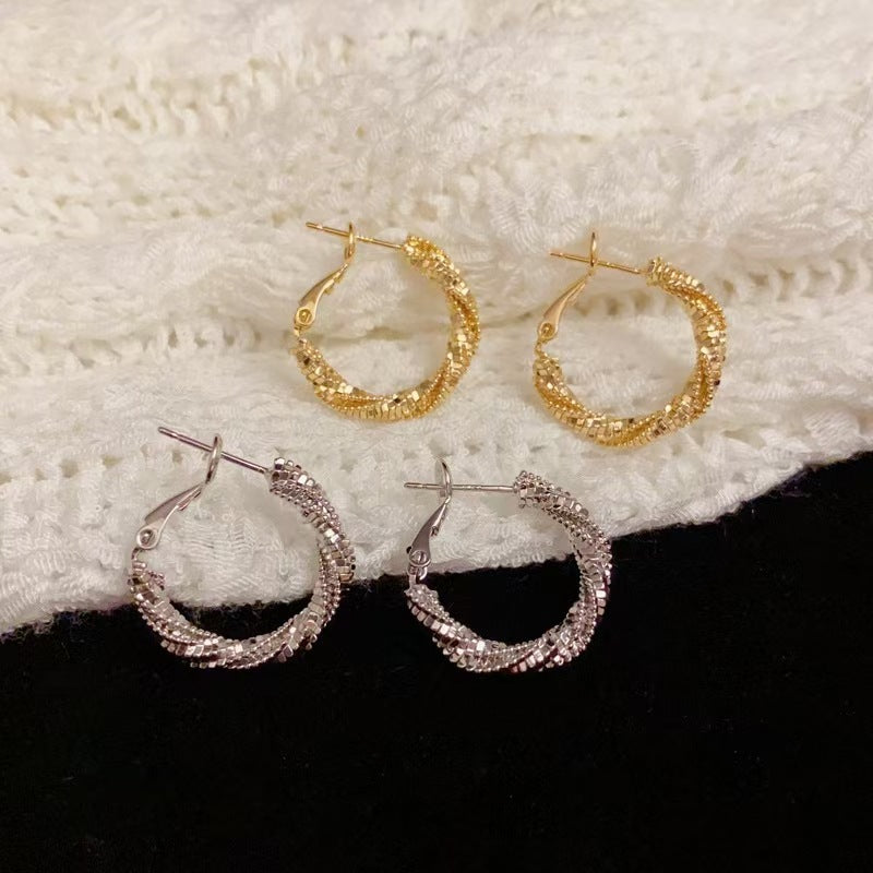 Wholesale Metal S925 Silver Needle Twist Earrings