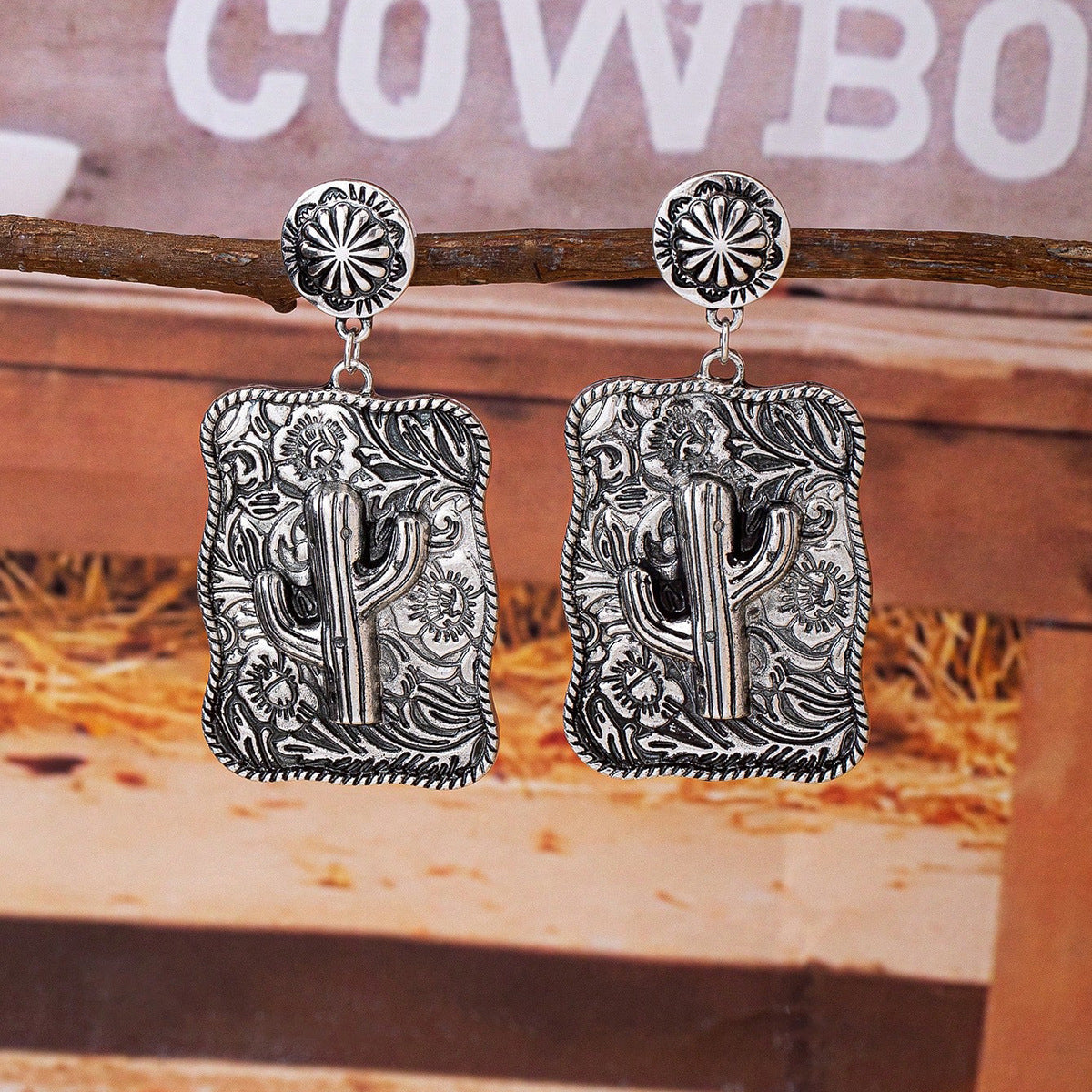 Wholesale  Western Style Retro Flower Horse Highland Cow Desert  Earrings