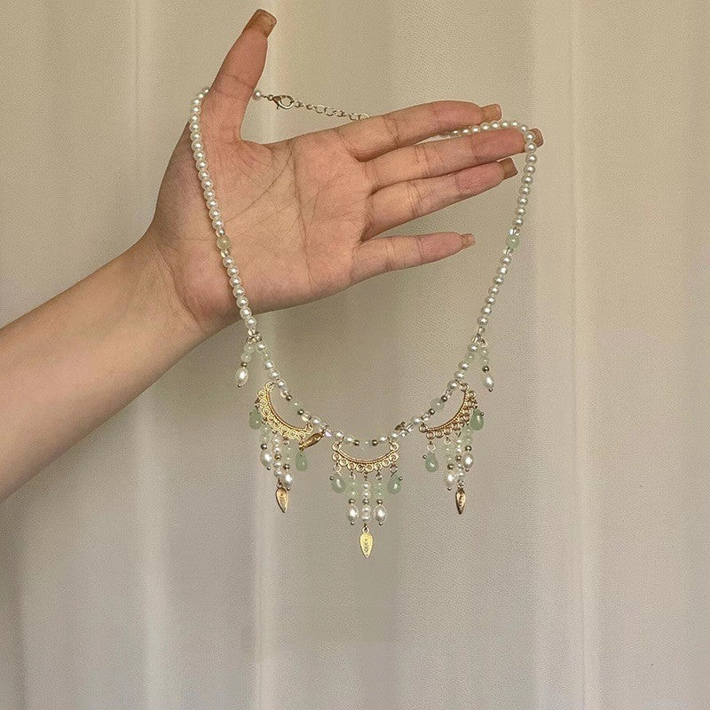 Wholesale  Green Tassel Pearl Necklace