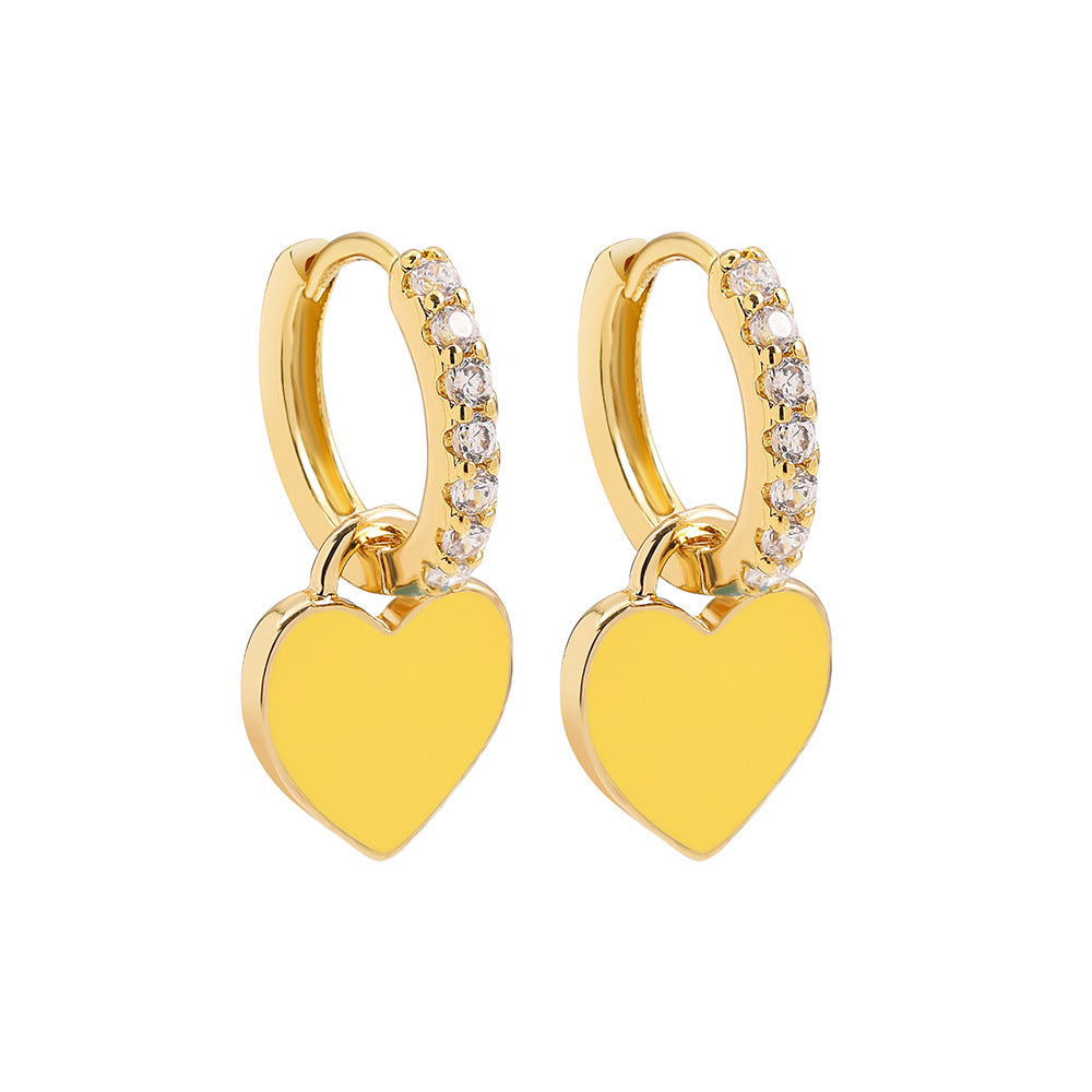Wholesale  color love pendant zircon earbuckle earrings
