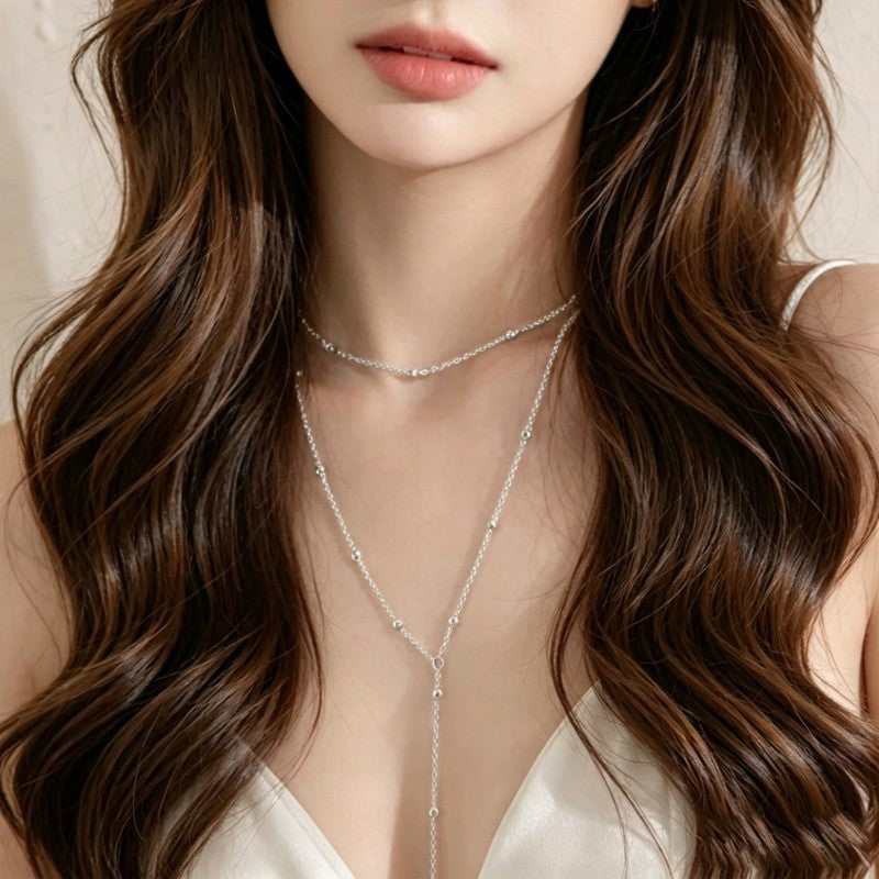 Wholesale Trendy Multi Layer Round Bead Tassel Necklace For Women Fashion Jewelry Gift