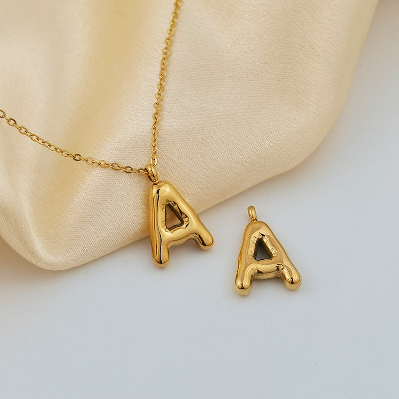 Wholesale 26 Letters 18K Gold Plated Polished Letter Necklaces ACC-NE-GuDi014
