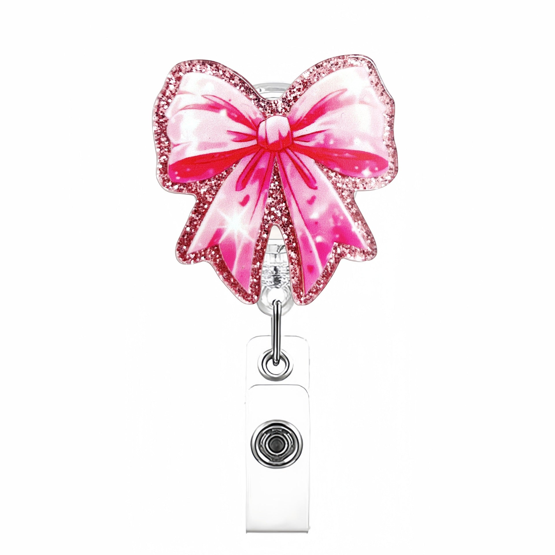 Wholesale Acrylic Creative Bow Badge Reels Keychains