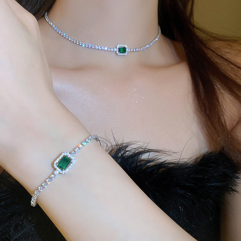 Wholesale Luxury Zircon Square Geometric Choker Necklace