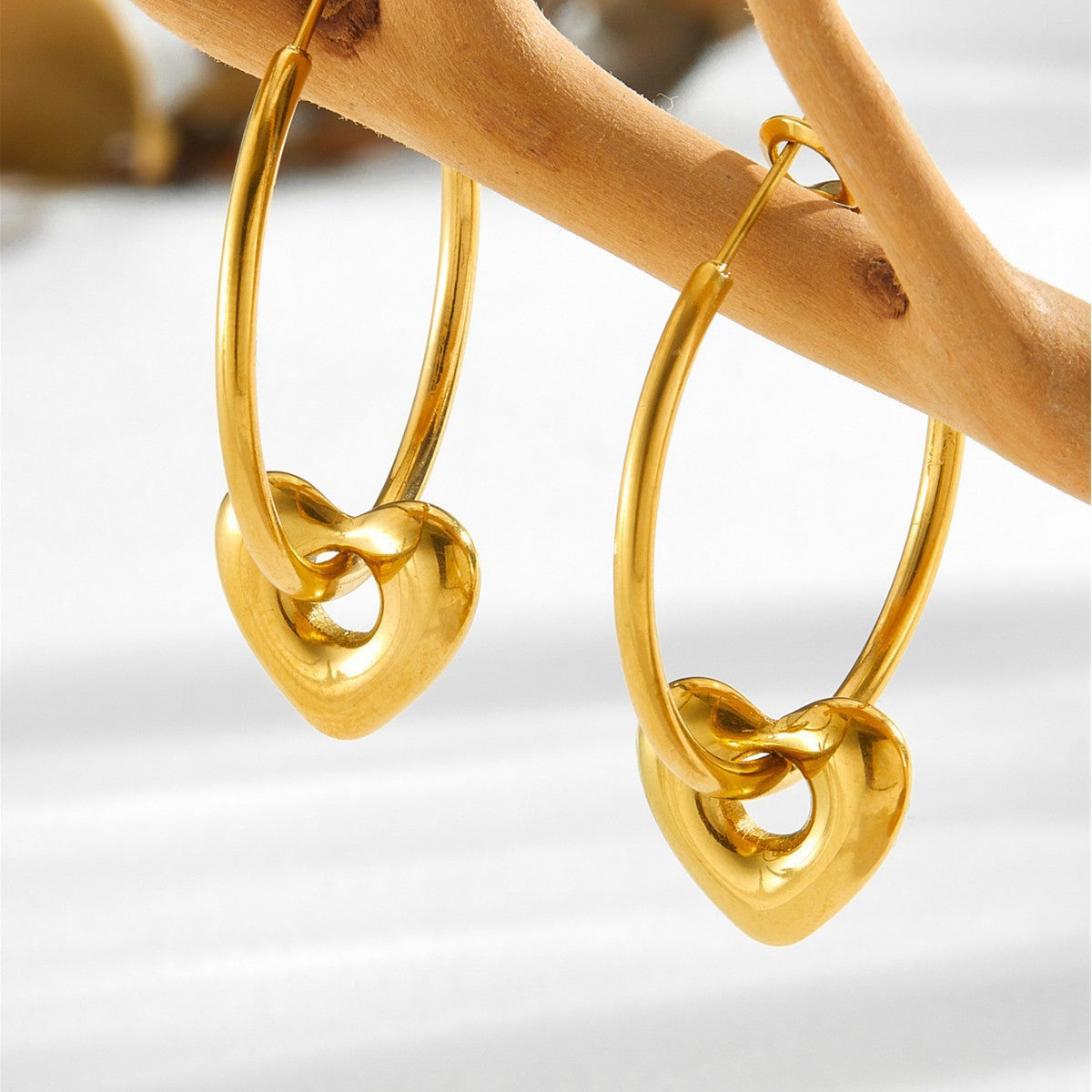 Wholesale Titanium Steel Heart and Star Earrings