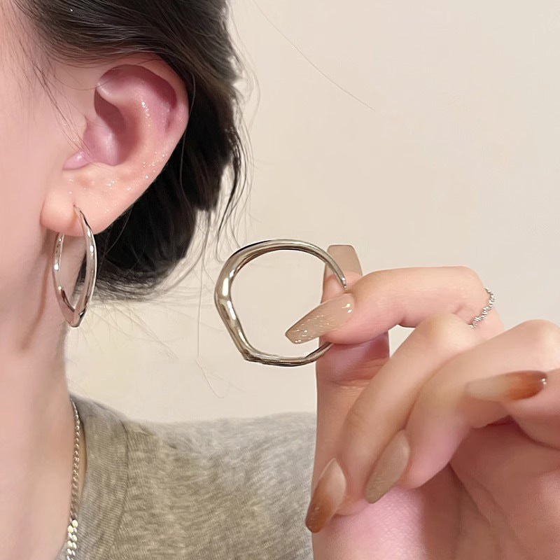 Wholesale Asymmetrical Concave Convex Earrings Alloy Electroplating Fashion Accessory for Boutique Resale