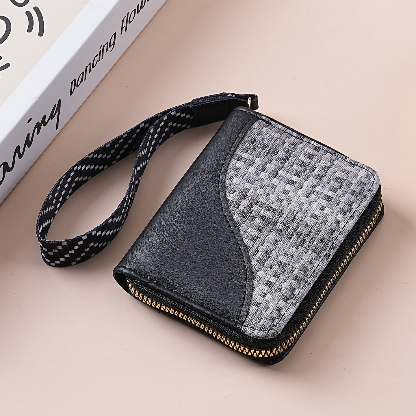 Wholesale Color Blocking PU Zip Wallet Stylish Card Case Coin Purse Unisex Gift Boutique Resale