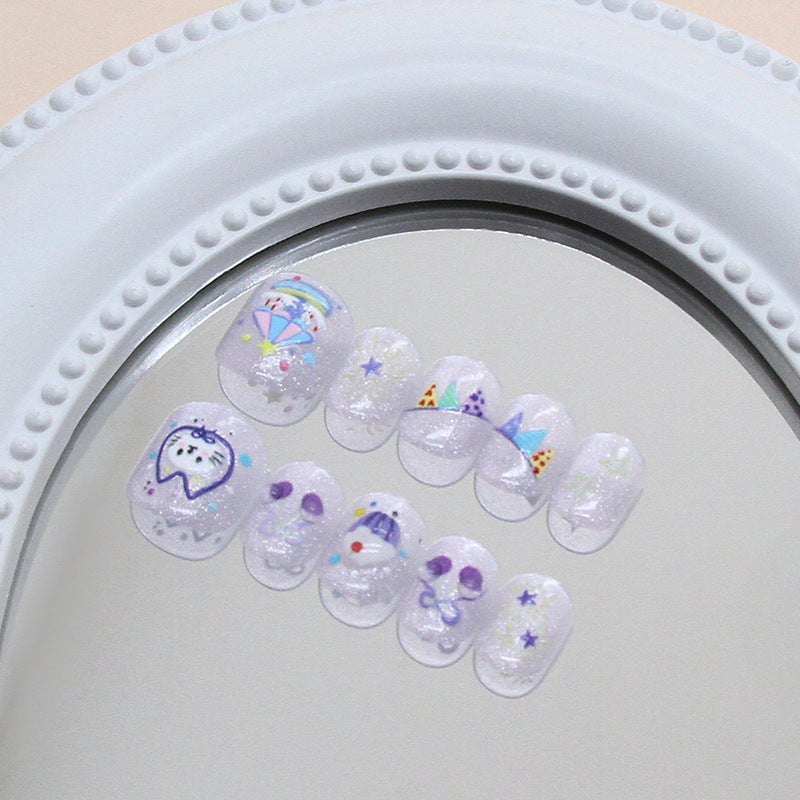 Wholesale 10 Pieces/box Cartoon Cat Cherry Nails Kits Children's Nail Stickers