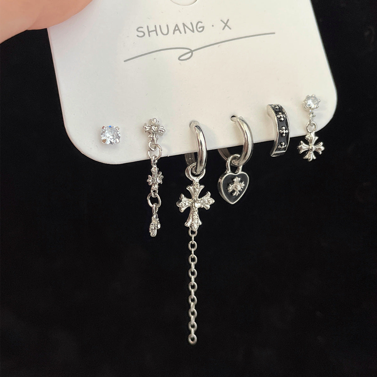 Wholesale Distinctive European and American Style Five-pointed Star Earrings Star Earrings suit Niche Design Sense Earrings Cross Earrings Earrings