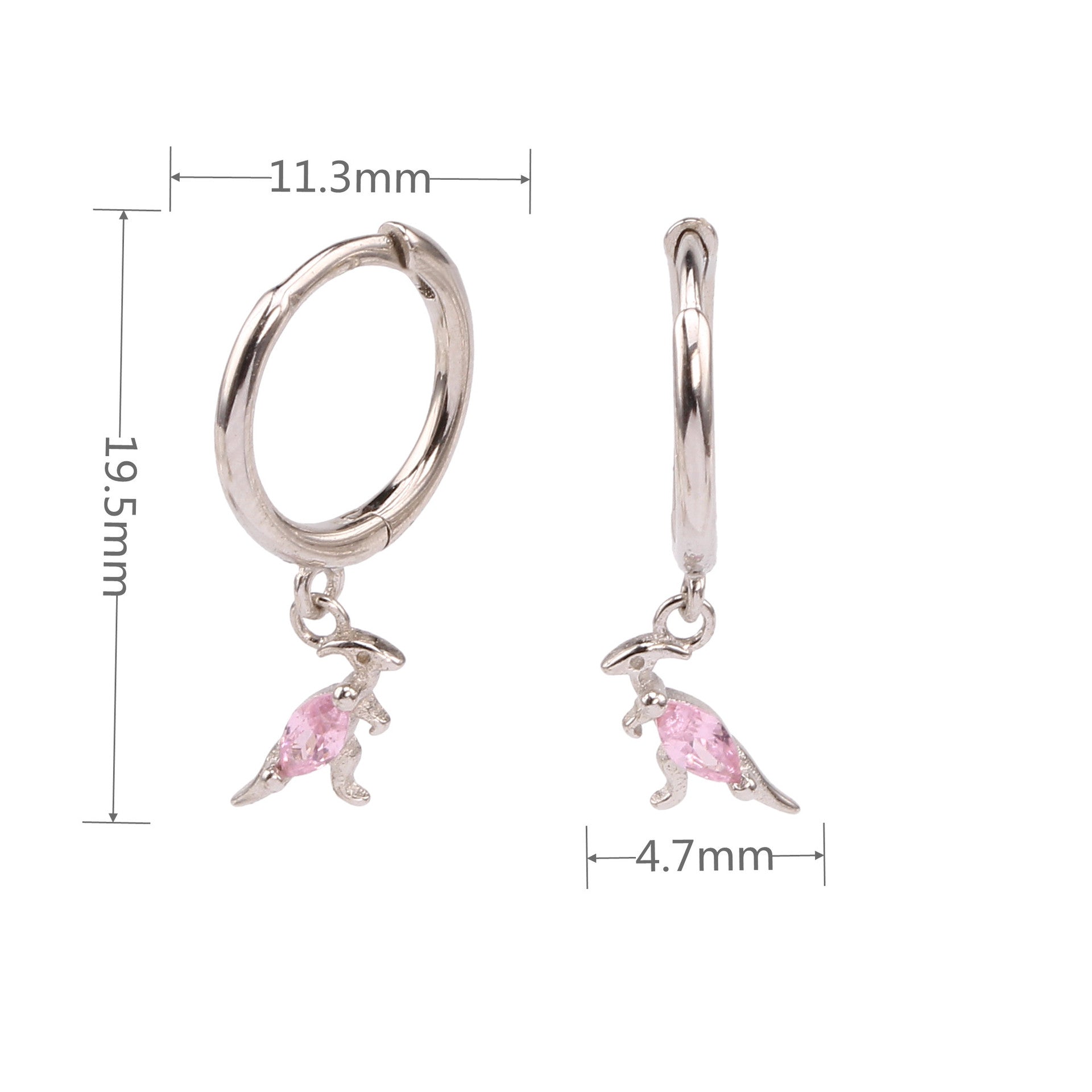 Wholesale s925 Sterling Silver Kangaroo fashion exquisite plating ear buckle ins niche cute earrings