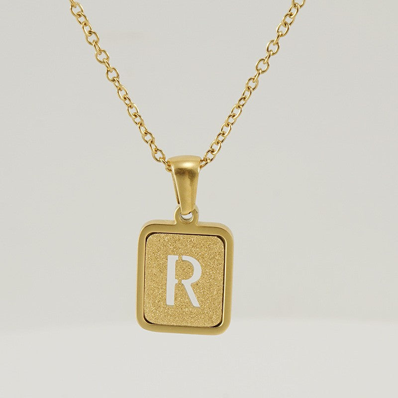 Wholesale 18K stainless steel hollow 26 English letter necklace