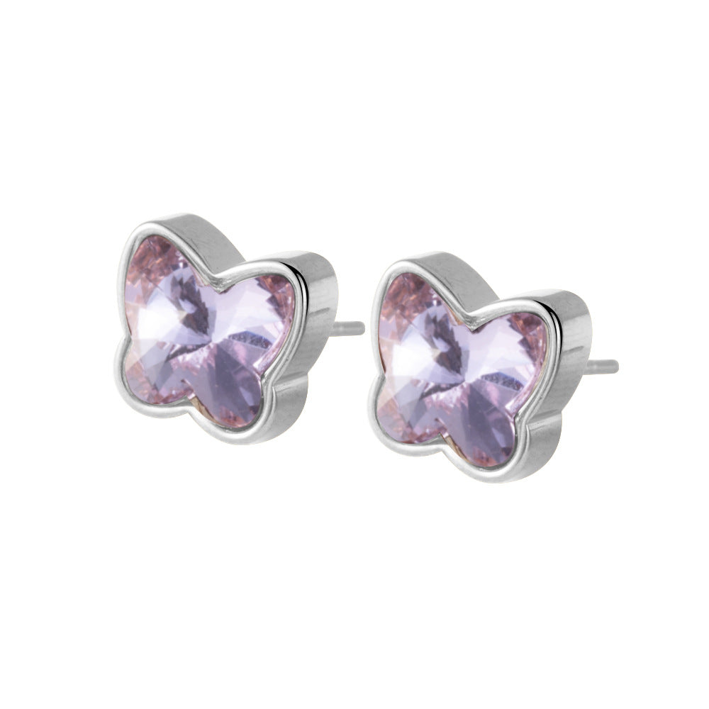 Wholesale Gold Plated Stainless Steel Butterfly Earrings Colorful Details Women Jewelry Accessory