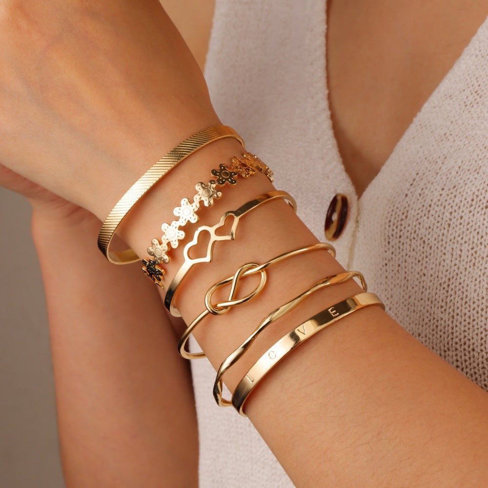 Wholesale Layered Cross &  Flower Pendant Jewelry Set,  Alloy Bracelet Bangle,  Boutique Resale