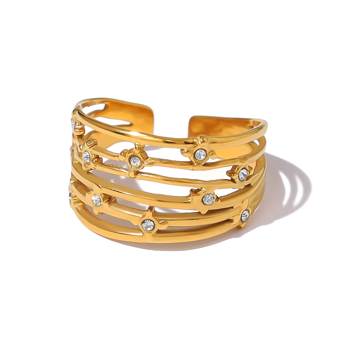 Wholesale Stainless steel retro palace style colored zirconium ring