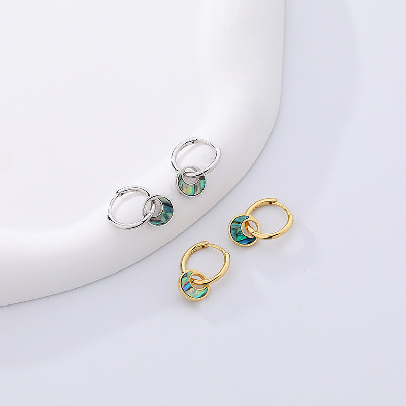 Wholesale 925 Sterling Silver Light Luxury Turquoise Shell Earrings