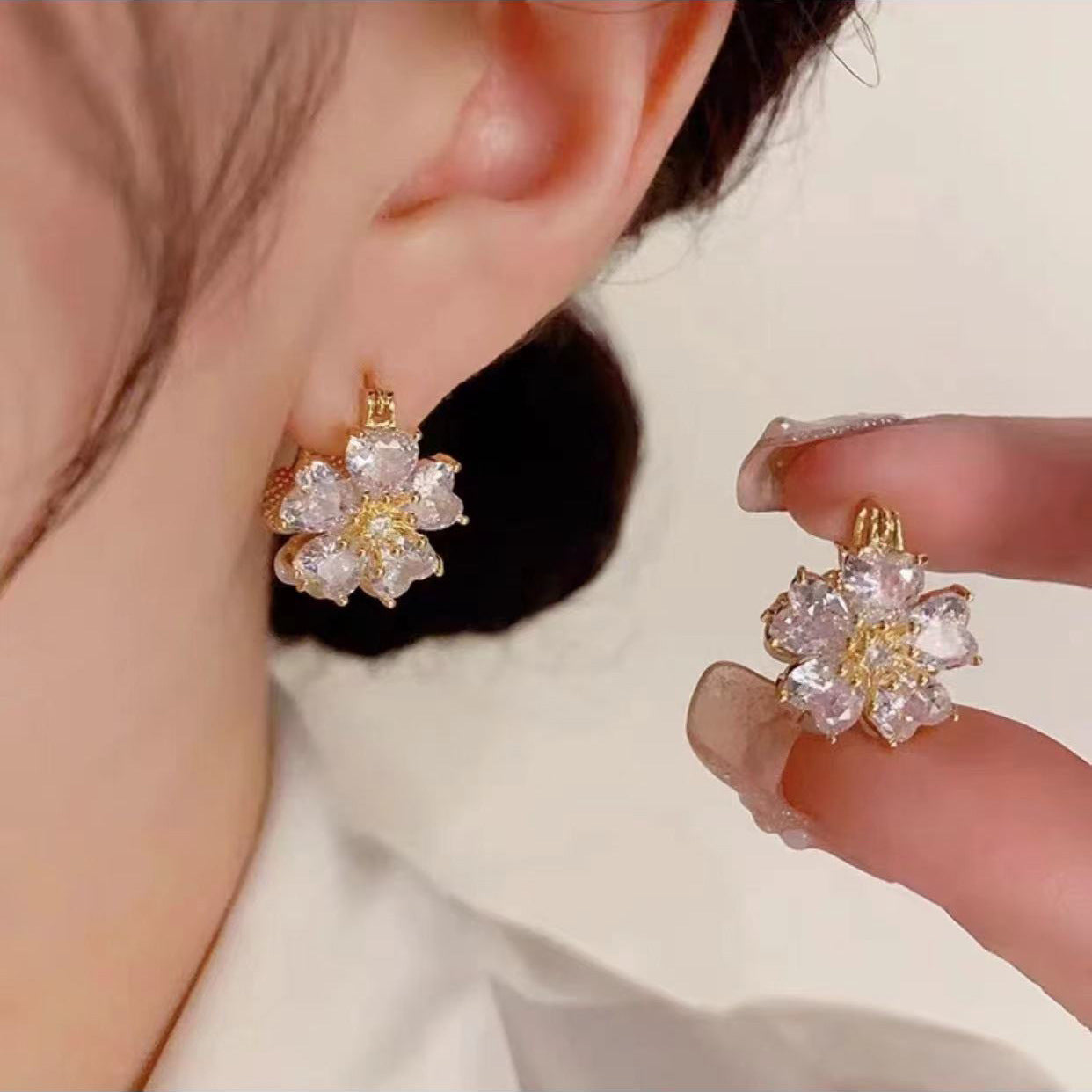 Wholesale Double Sided Flower Stud Earrings ACC-ES-Yinhe006