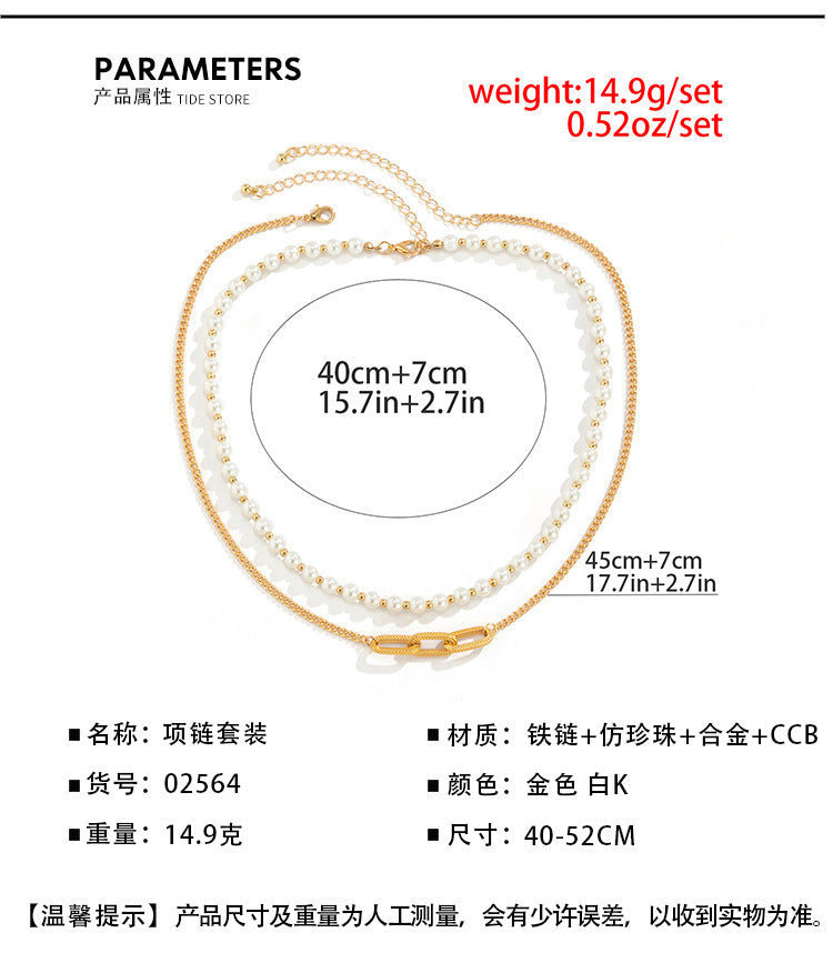 Wholesale Double Layer Necklace Pearl Chain Men's Necklace ACC-NE-Xuer013