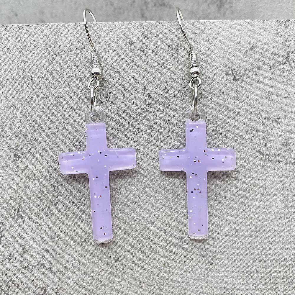 Wholesale Sequin Cross Resin Pendant Earrings ACC-ES-ChenY065
