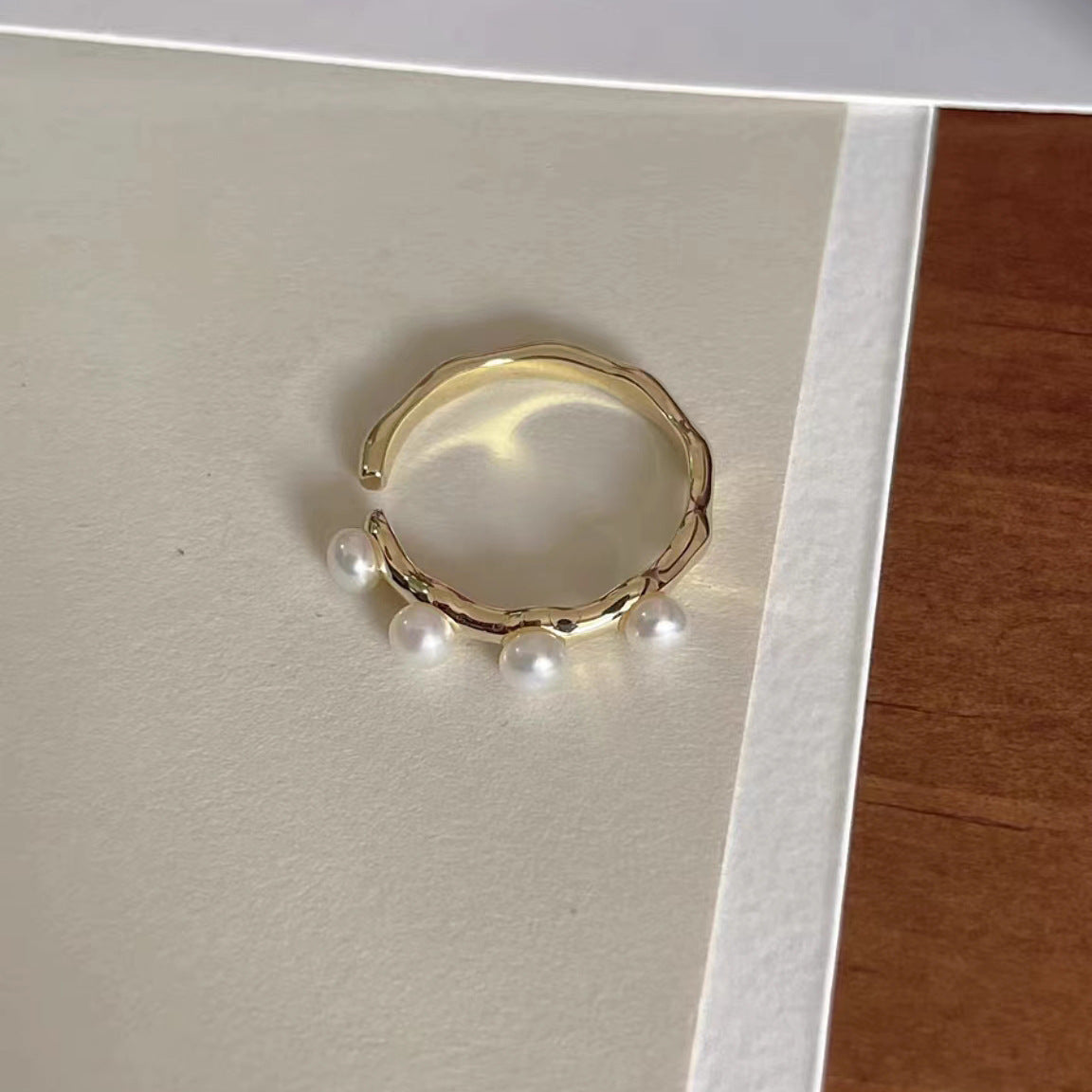 Wholesale Pearl flower open ring