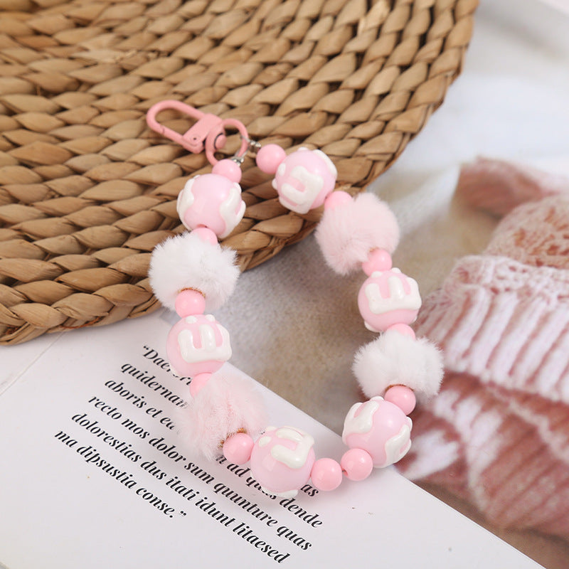 Wholesale creative letter beaded keychain