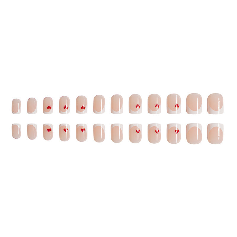 Wholesale 24 Pieces/box Valentine's Day Short Glossy Red Love Manicure Press-on Nails Kits Nail Stickers ACC-NS-GuaiXL060
