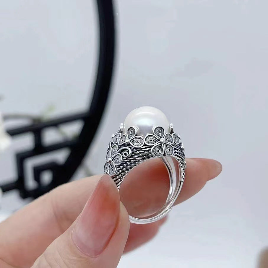 Wholesale Filament Inlaid Ring Flower  Light Luxury Open Finger Ring