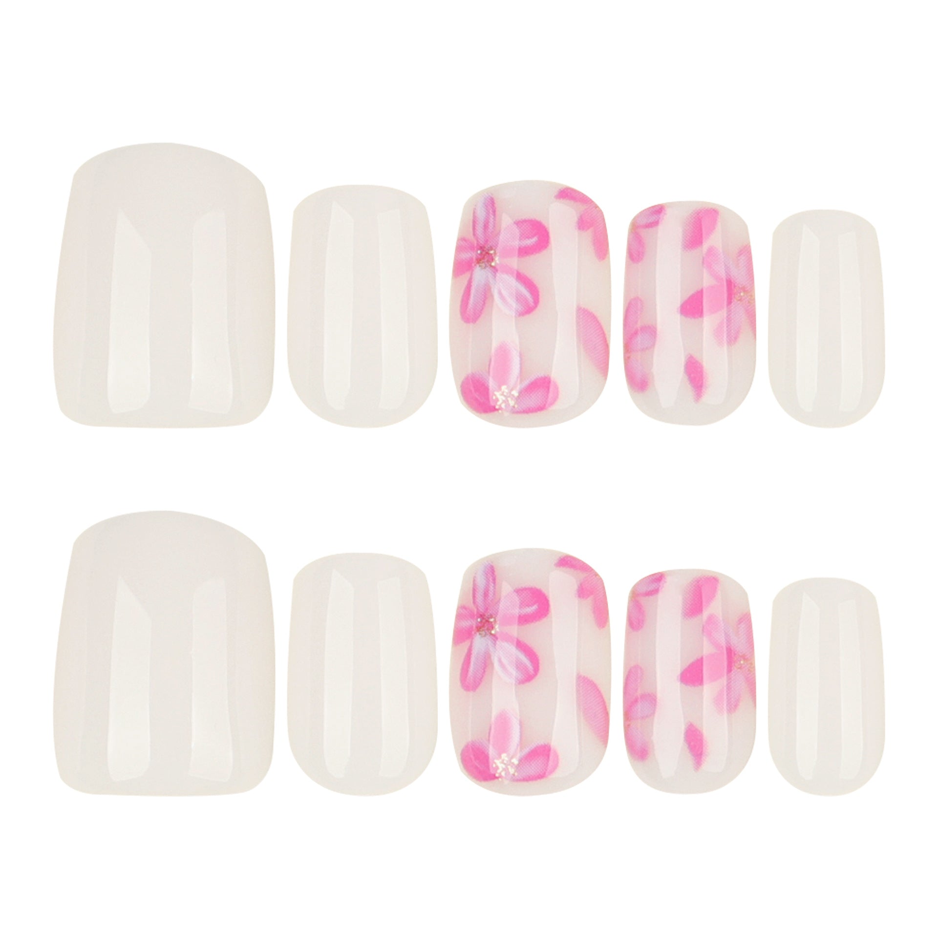 Wholesale 24 Pieces/box Pink Flowers Nails Kits Nail Stickers