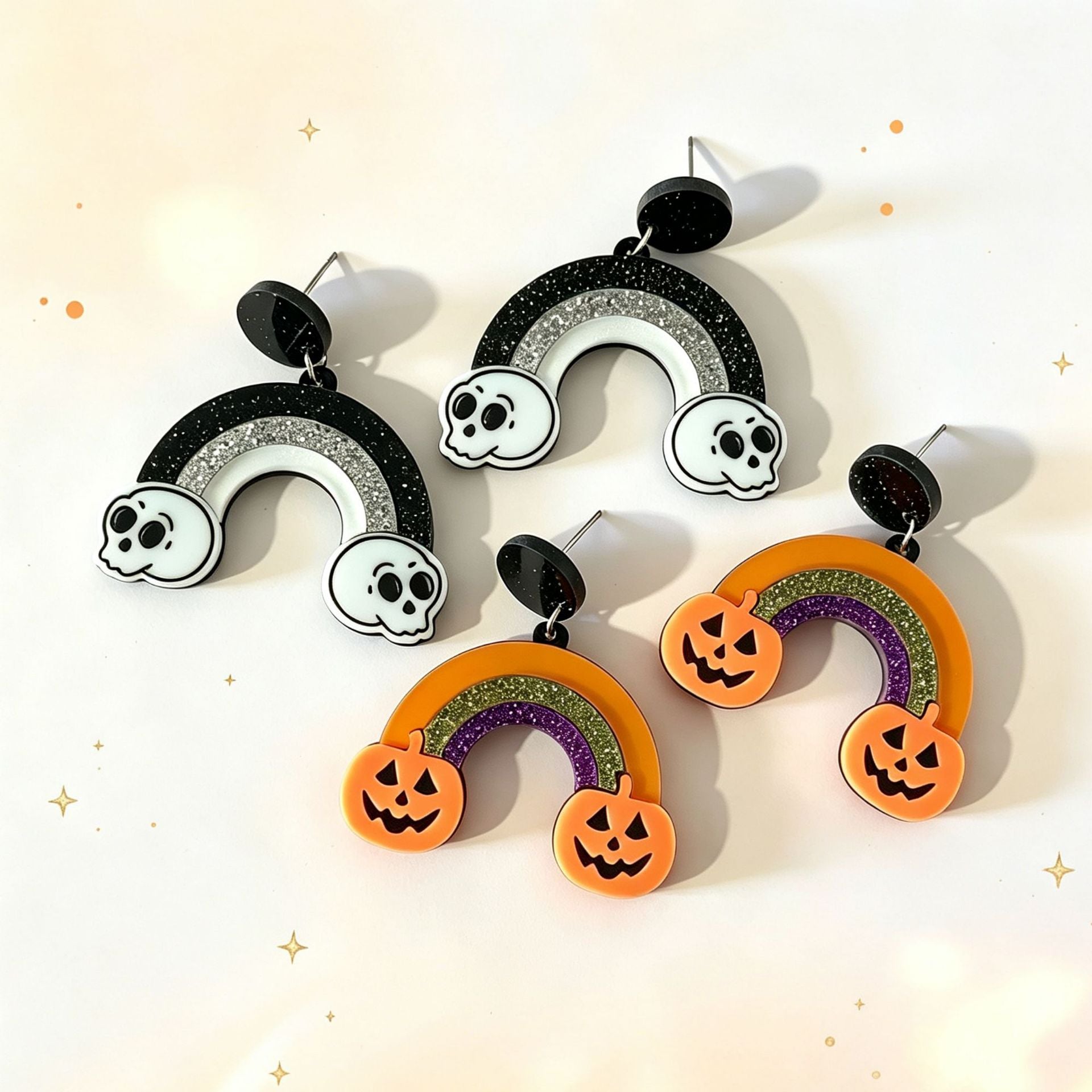 Wholesale Retro  Skull Acrylic Earrings For Women Pumpkin Rainbow Design Trendy Fashion Jewelry Accessory Gift