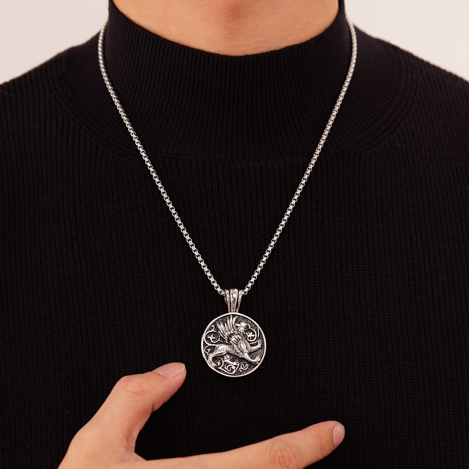 Wholesale Titanium Steel Greek Mythology Griffin Amulet Pendant  Necklace