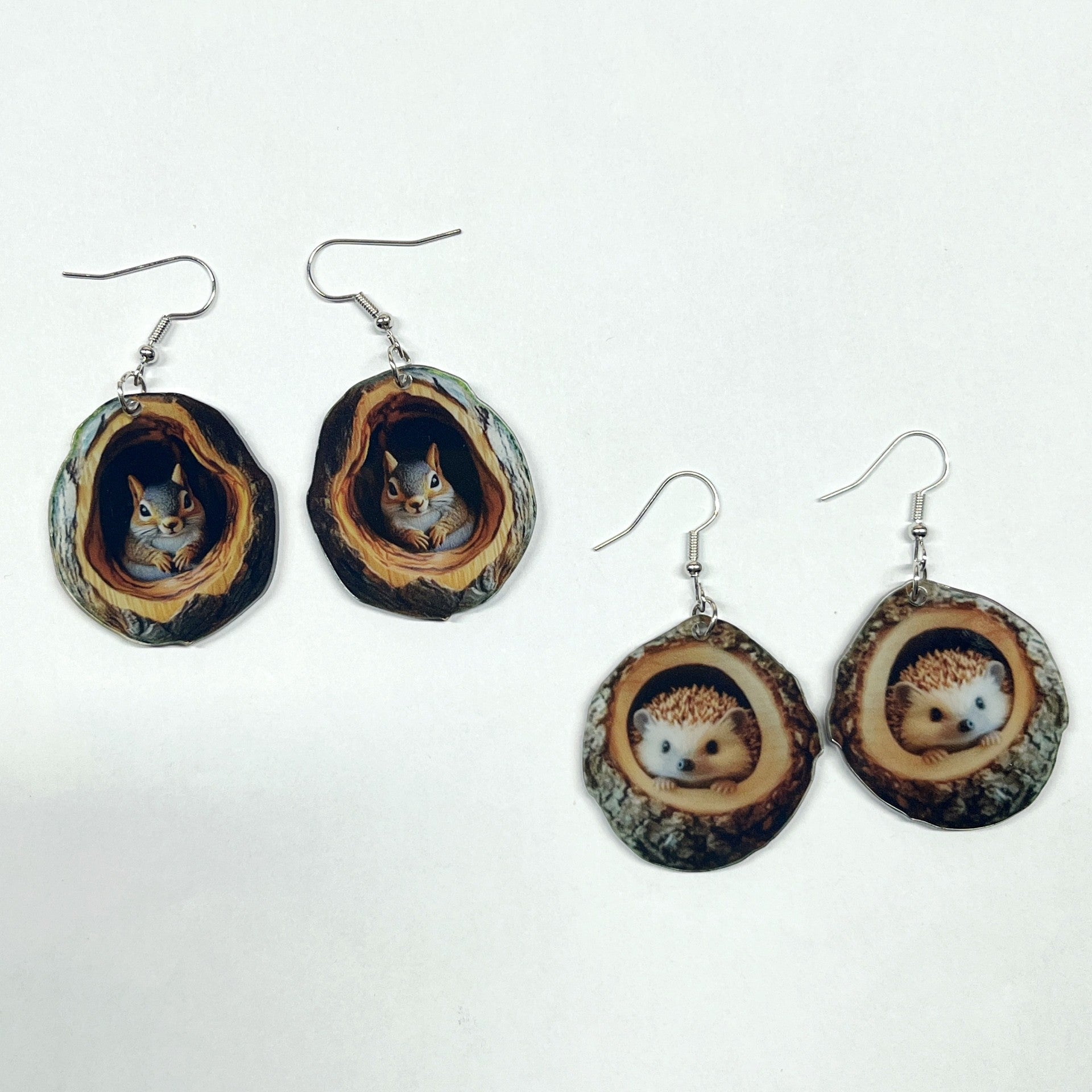 Wholesale  Forest Animal Hedgehog Squirrel Tree Hole Acrylic Earrings