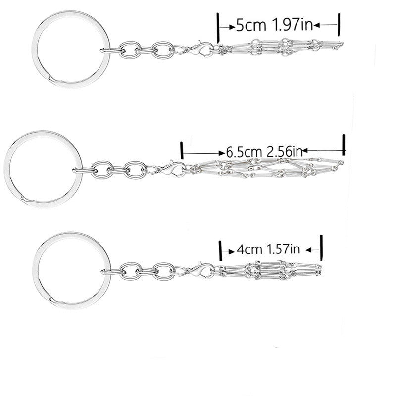 Wholesale Natural Stone Woven Keychain Pendant Stainless Steel Bamboo Chain Crystal Mesh Bag ACC-KC-XingYue001