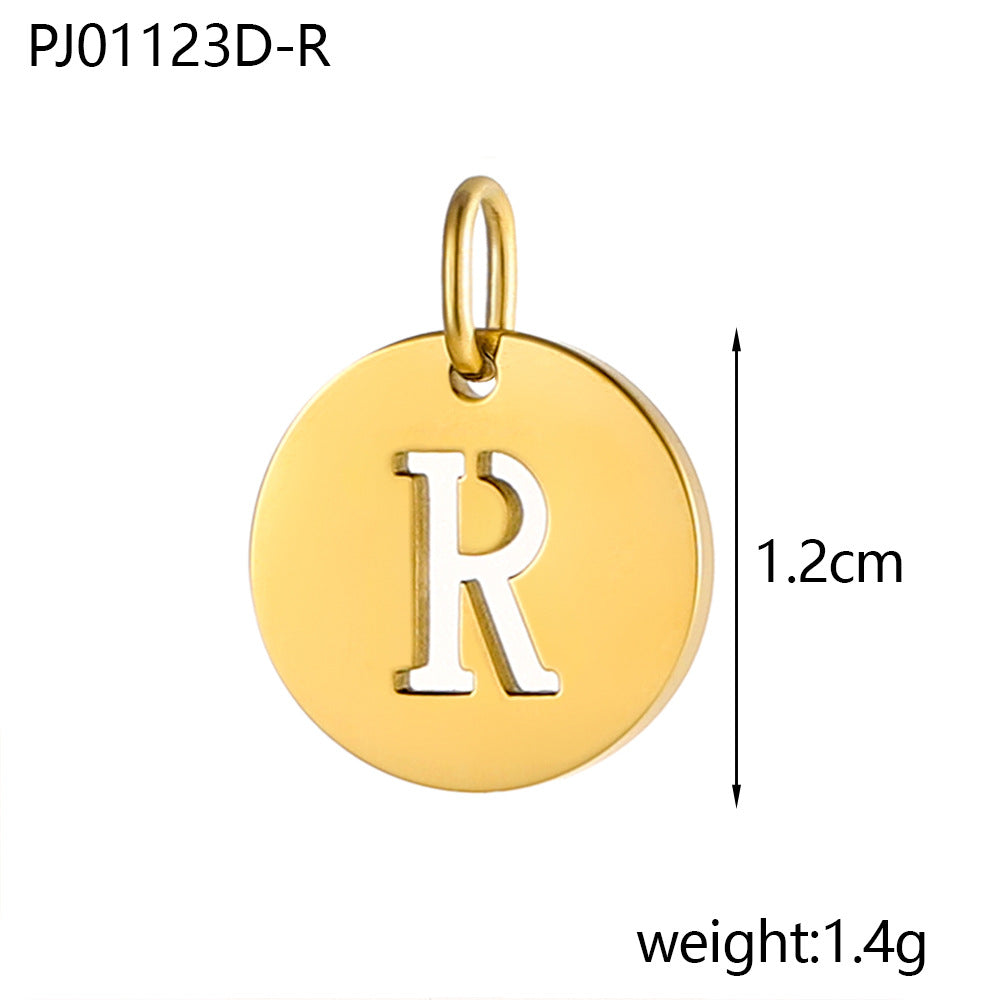 Wholesale Stainless steel round brand 26 letter hollow DIY pendant