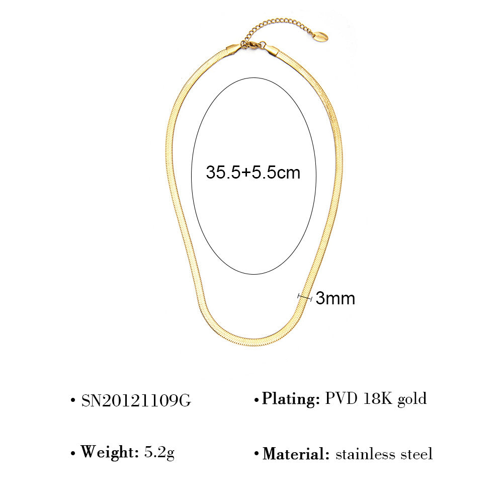 Wholesale Titanium Steel 18K Gold Plated Blade Chain Flat Snake Chain  Necklace