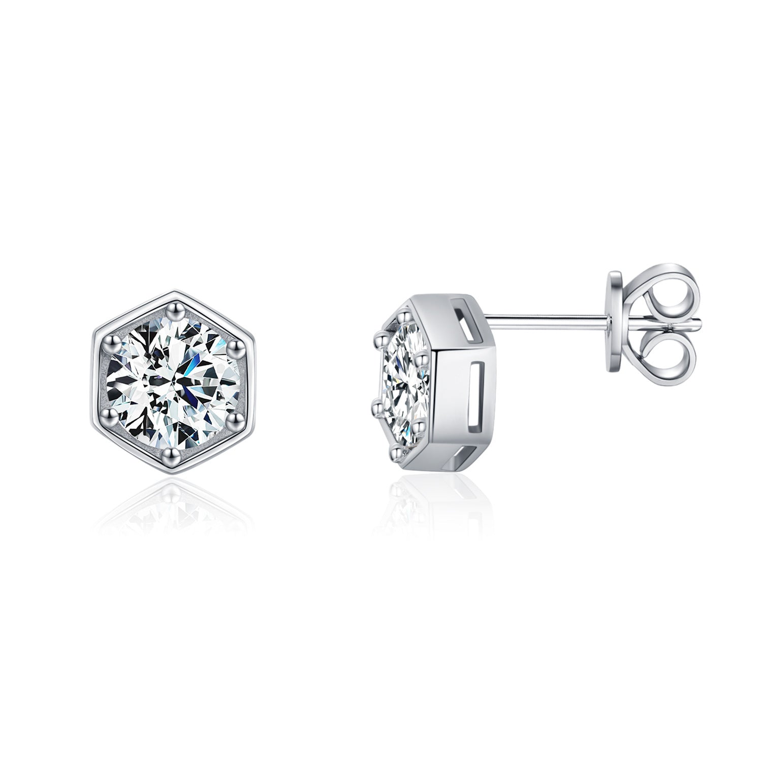 Wholesale  1 karat  s925 Silver  Flash Diamond Earrings