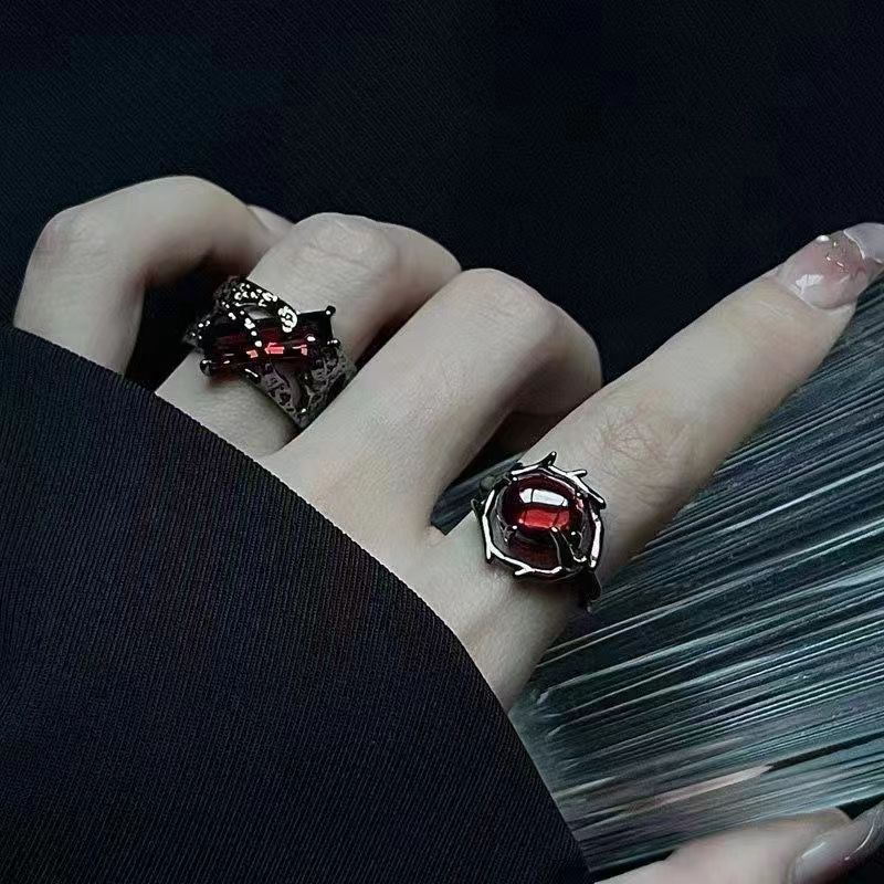 Wholesale Unisex Vintage Dark Lava Texture Ring Gun Black Alloy Fashion Jewelry Gift