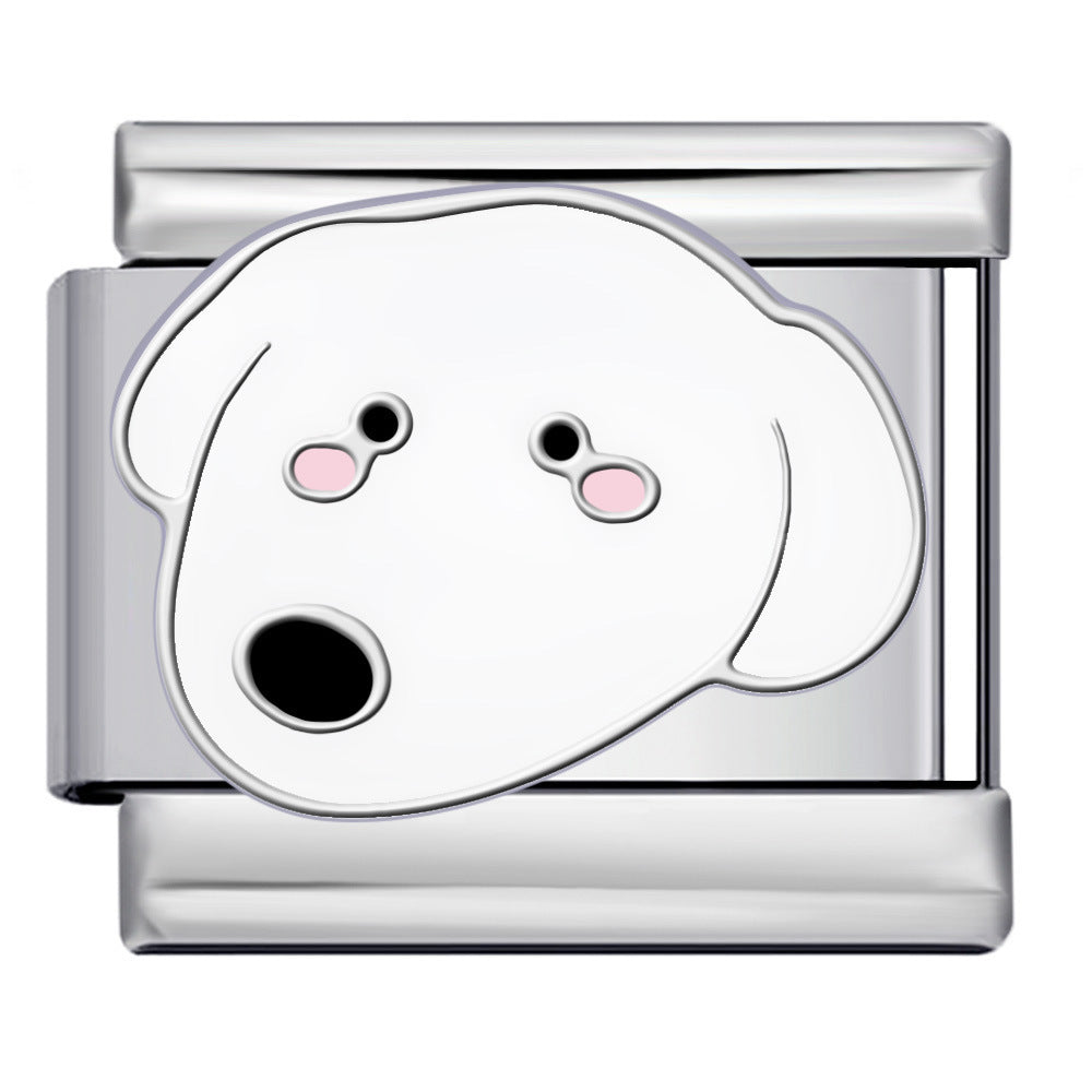 Wholesale 5pcs Italian Charm Bracelet 9mm DIY Splicing Cute Cartoon Dog Stainless Steel Composable Bracelet