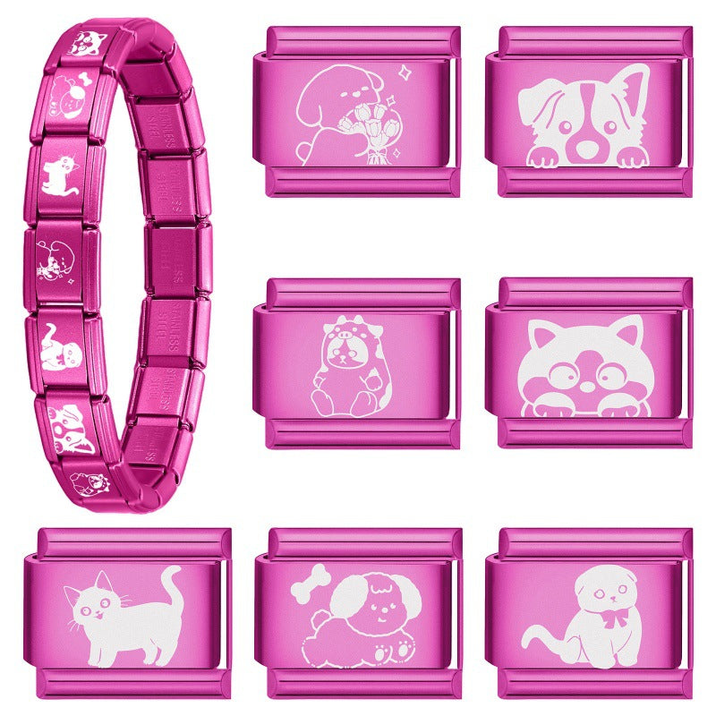 Wholesale 9mm Italian Charm Starter Bracelets DIY square Single Section Creative Stainless Steel Composable Bracelet