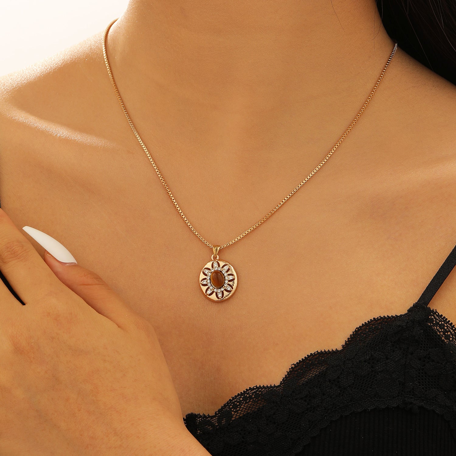 Wholesale Alloy Tiger Eye Necklace