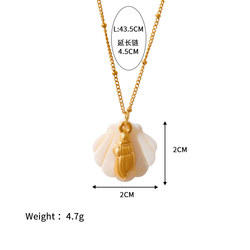 Wholesale  Shell Summer Beach Wind Stainless Steel Shell Starfish Necklace