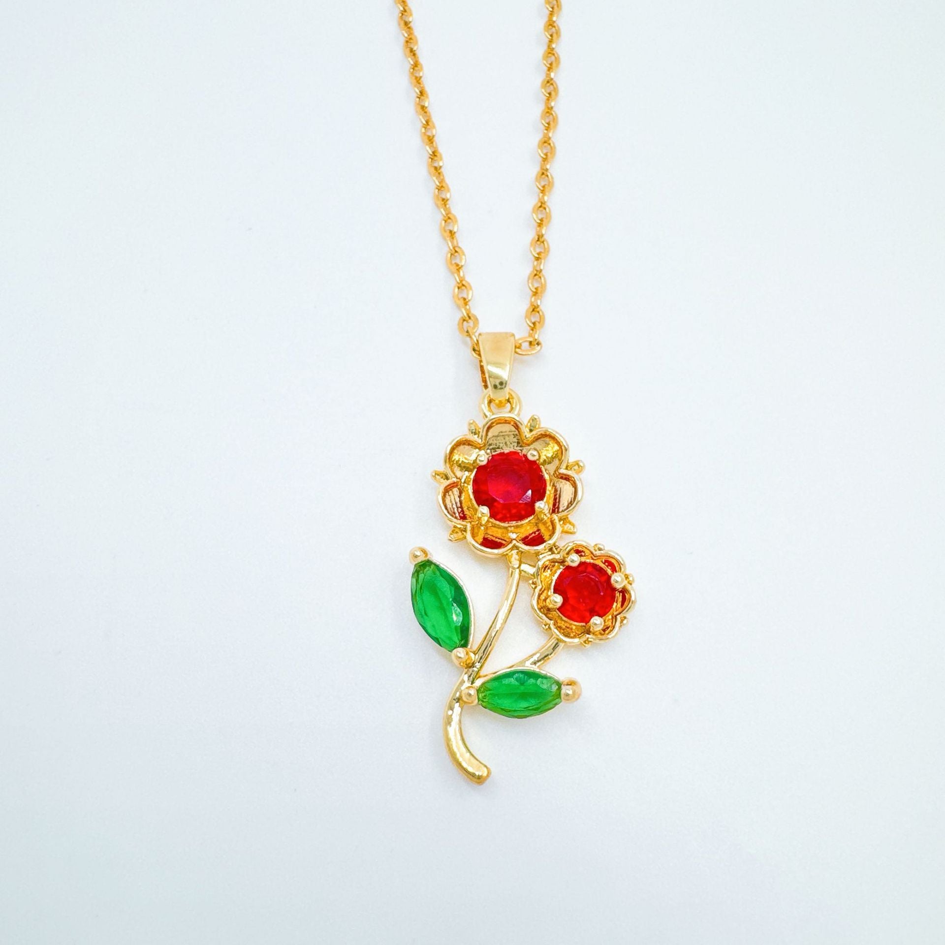 Wholesale Electroplated Copper Rose Flower Pendant Necklace,  Jewelry Accessory for Girls
