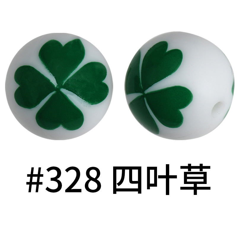 Wholesale 50pcs 15mm Western Style Leopard Skull Color Aztec Printed Silicone Balls Beads ACC-BDS-HeSheng004