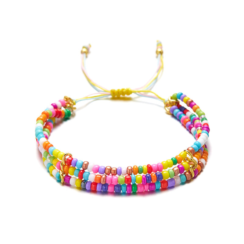 Wholesale Bohemian Style Multi-layered Braided Rice Bead Bracelet